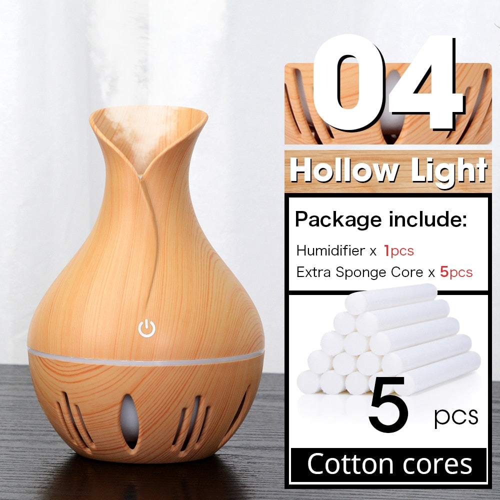 USB Electric Air Humidifier Mini Wood Grain Aroma