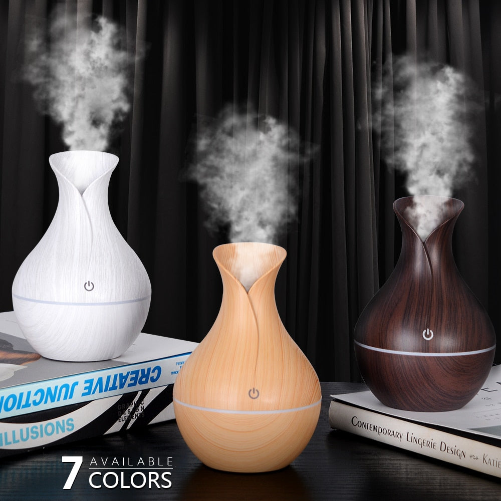 USB Electric Air Humidifier Mini Wood Grain Aroma