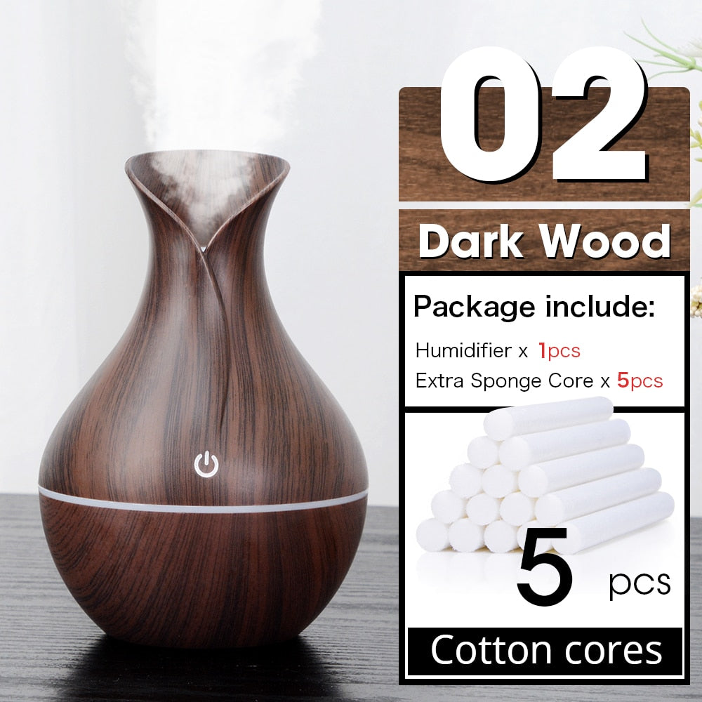 USB Electric Air Humidifier Mini Wood Grain Aroma