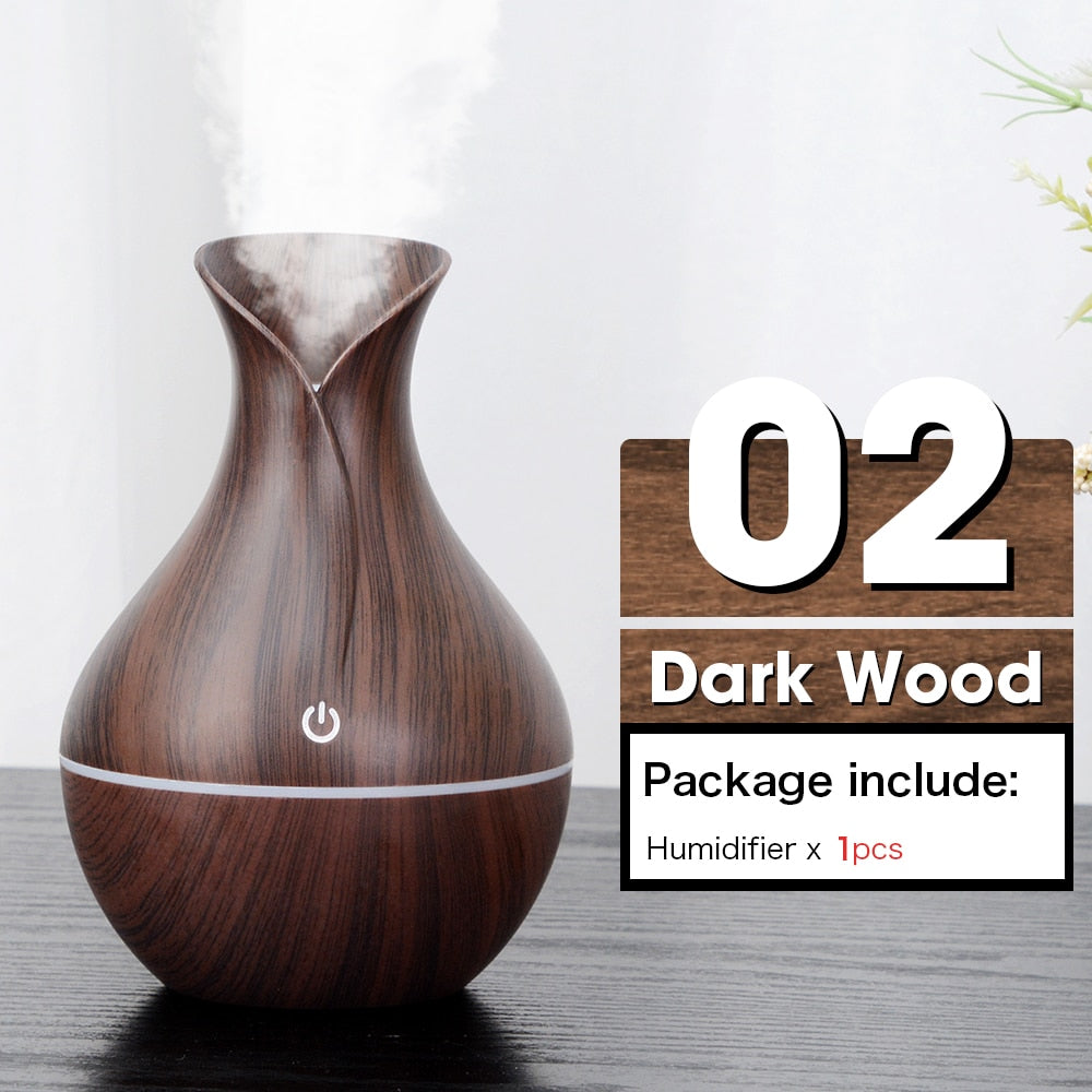 USB Electric Air Humidifier Mini Wood Grain Aroma